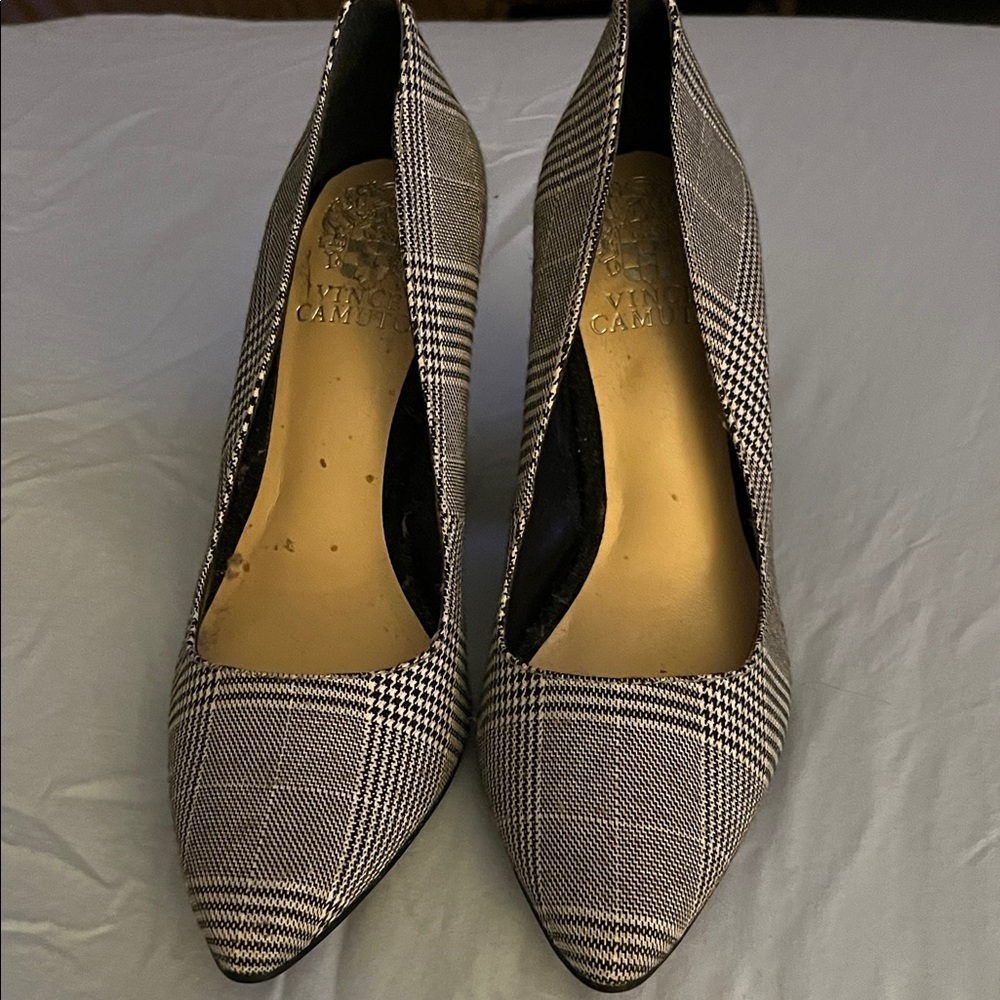 Vince Camuto Women's Plaid Heels - Black and White